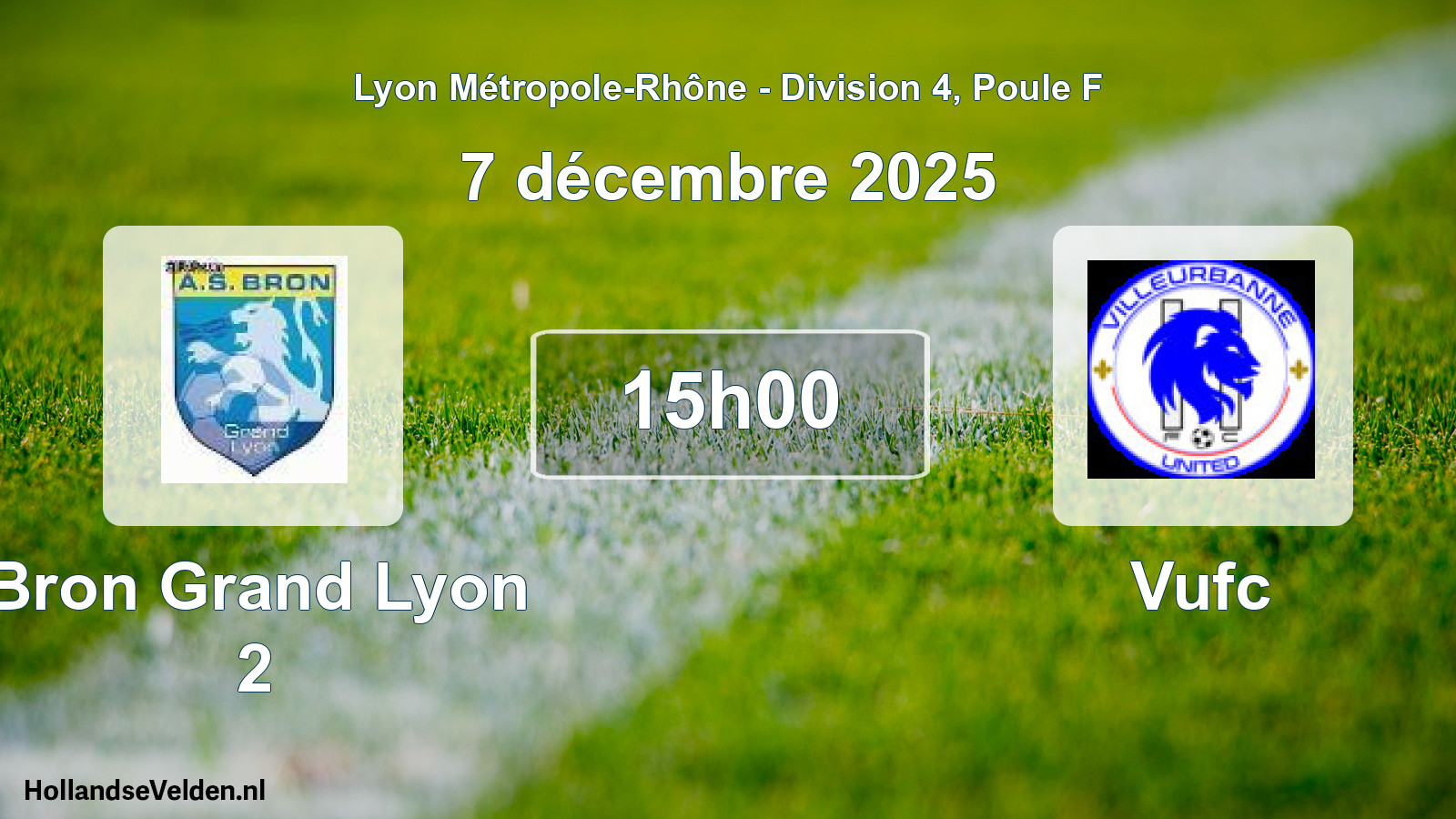 Match programmé: Bron Grand Lyon 2 - Vufc (7 décembre 2025)