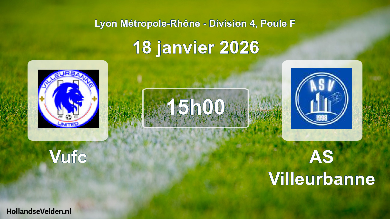Match programmé: Vufc - AS Villeurbanne (18 janvier 2026)
