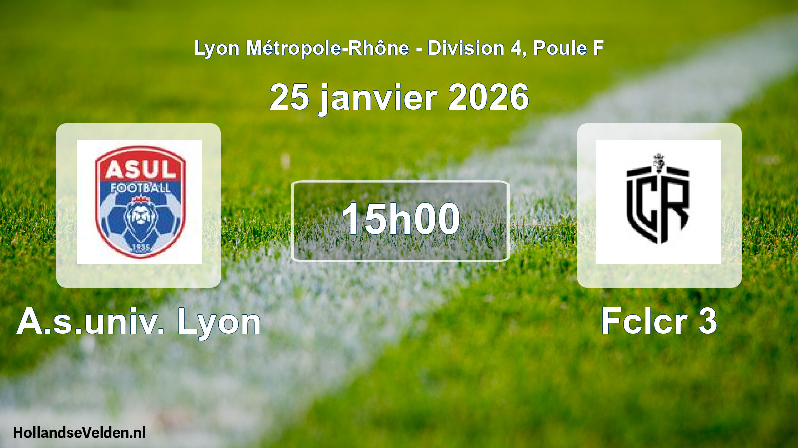 Geplande wedstrijd: A.s.univ. Lyon - Fclcr 3 (25 januari 2026)