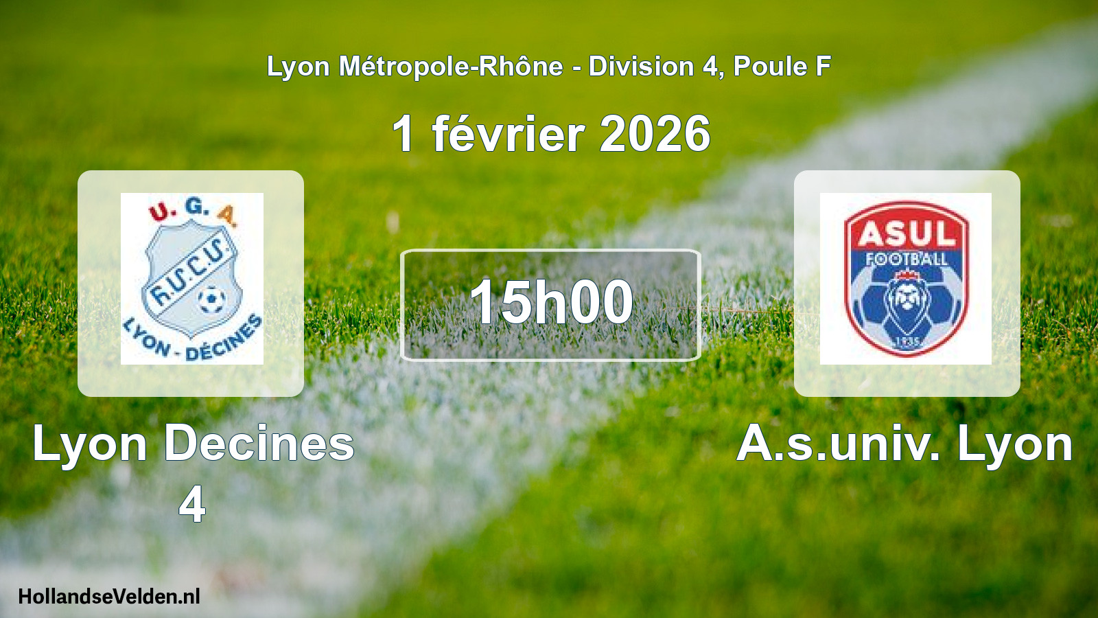 Match programmé: Lyon Decines 4 - A.s.univ. Lyon (1 février 2026)