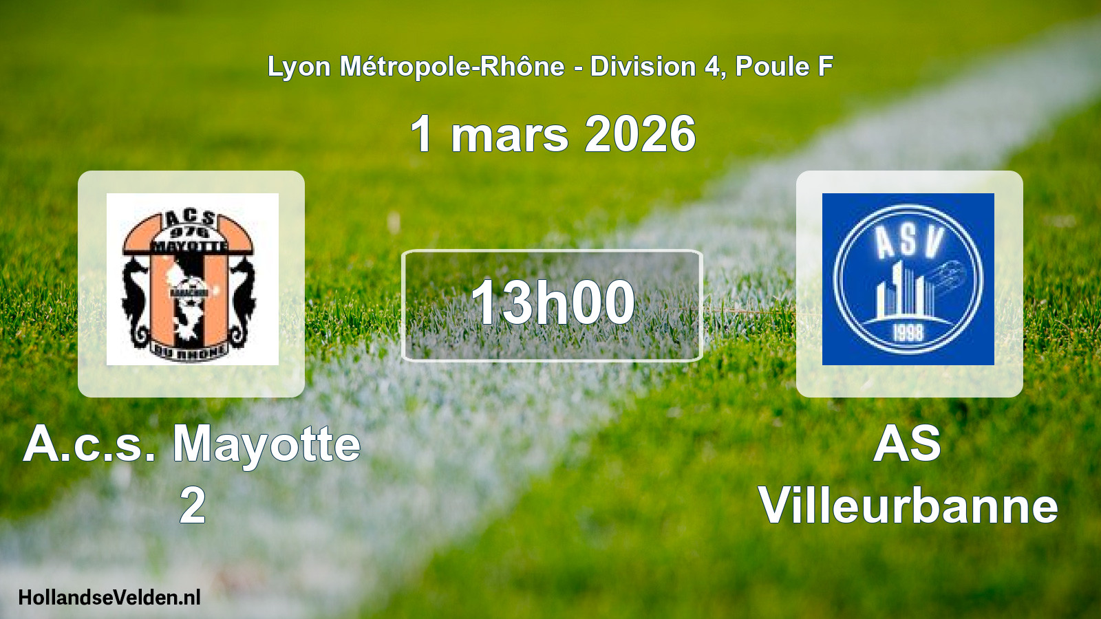 Geplande wedstrijd: A.c.s. Mayotte 2 - AS Villeurbanne (1 maart 2026)