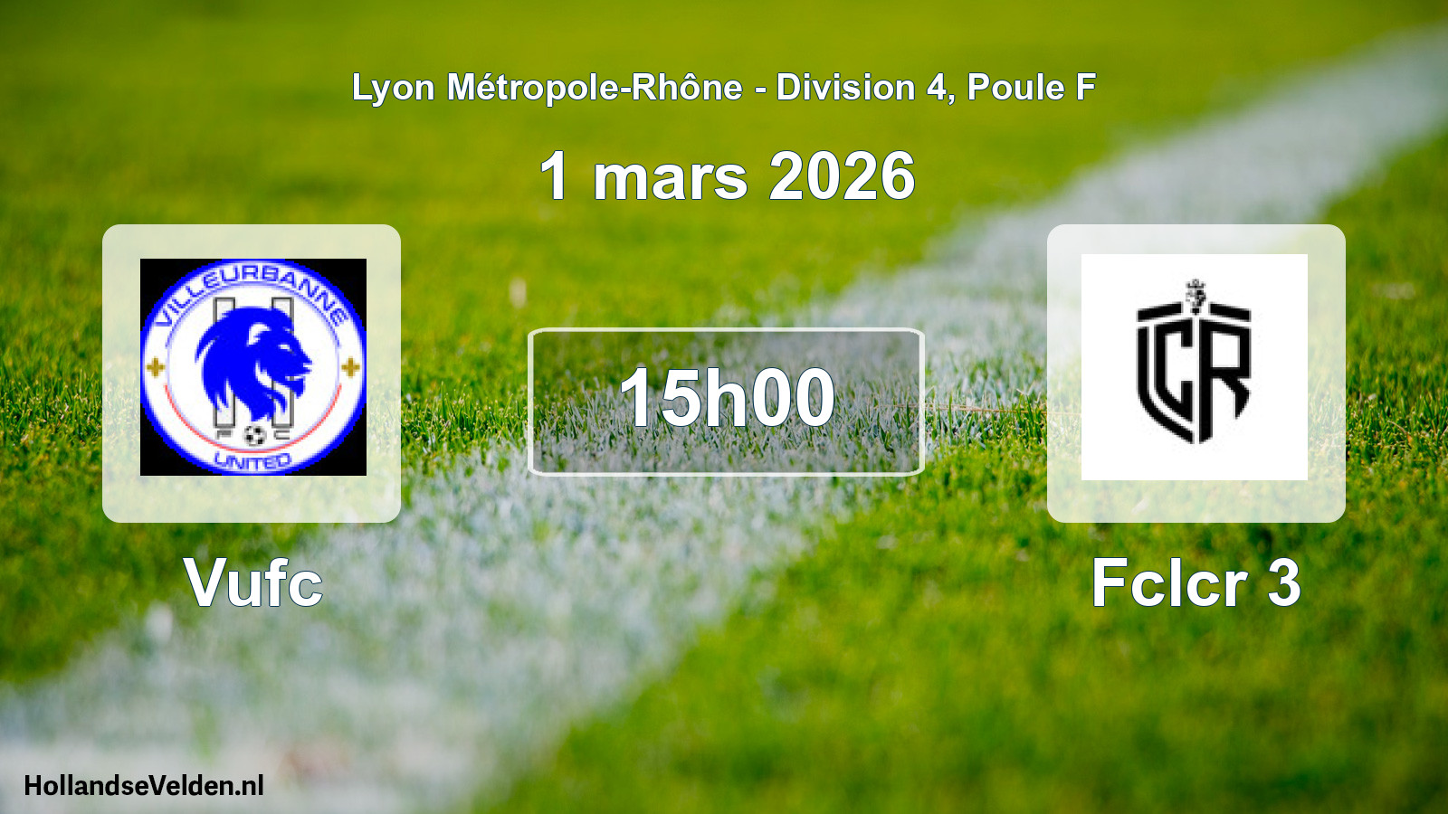Geplande wedstrijd: Vufc - Fclcr 3 (1 maart 2026)