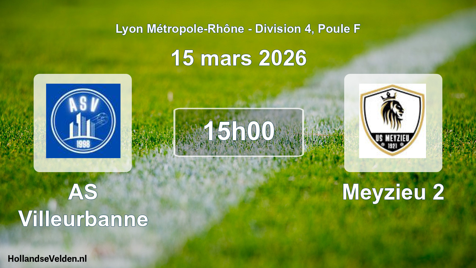 Match programmé: AS Villeurbanne - Meyzieu 2 (15 mars 2026)