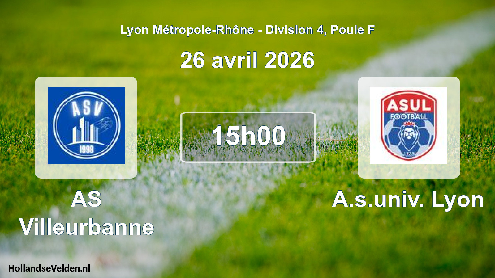 Match programmé: AS Villeurbanne - A.s.univ. Lyon (26 avril 2026)