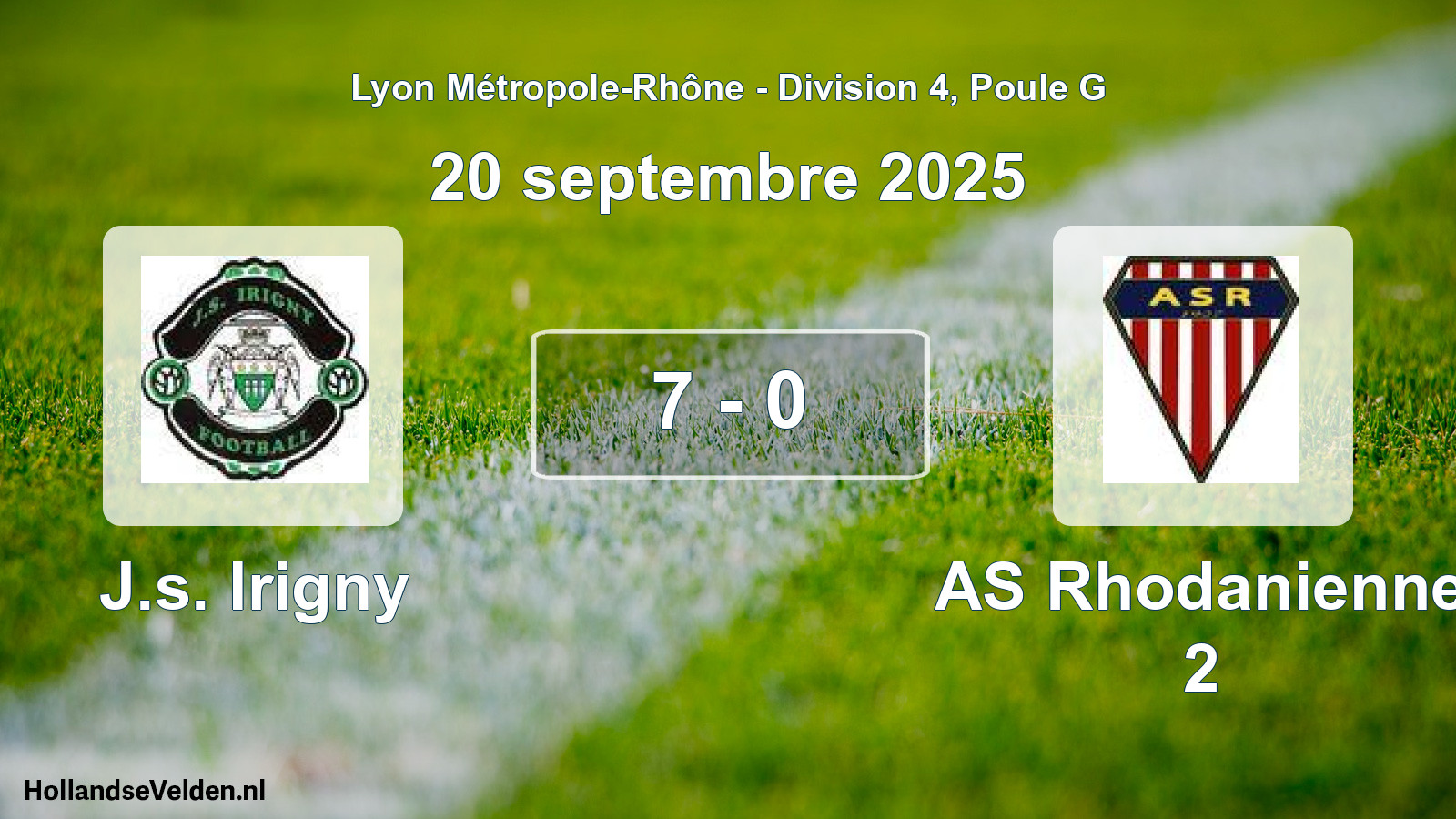 Gespeelde wedstrijd: J.s. Irigny - AS Rhodanienne 2 7 - 0 (20 september 2025)