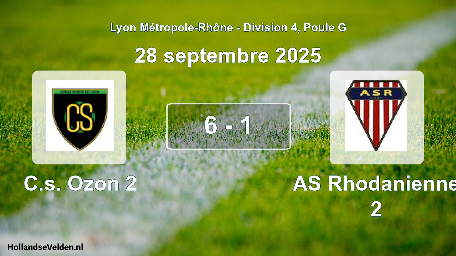 Gespeelde wedstrijd: C.s. Ozon 2 - AS Rhodanienne 2 6 - 1 (28 september 2025)