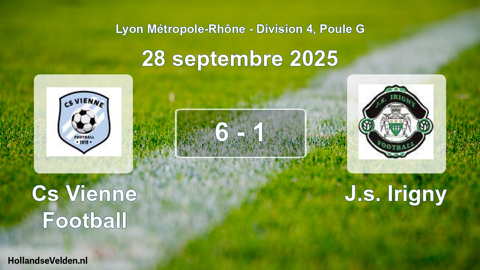 Gespeelde wedstrijd: Cs Vienne Football - J.s. Irigny 6 - 1 (28 september 2025)