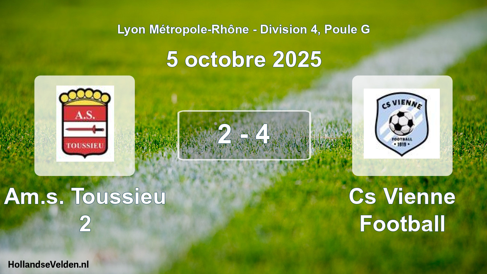 Gespeelde wedstrijd: Am.s. Toussieu 2 - Cs Vienne Football 2 - 4 (5 oktober 2025)
