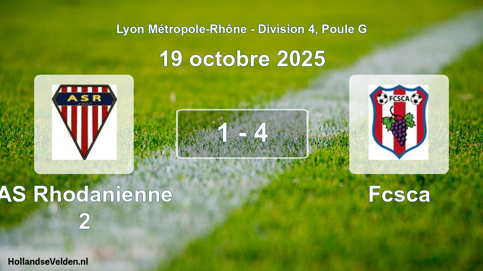 Gespeelde wedstrijd: AS Rhodanienne 2 - Fcsca 1 - 4 (19 oktober 2025)