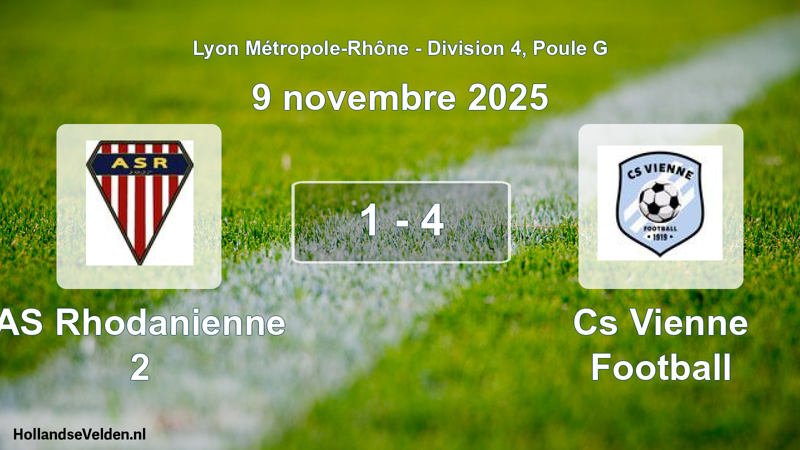 Gespeelde wedstrijd: AS Rhodanienne 2 - Cs Vienne Football 1 - 4 (9 november 2025)