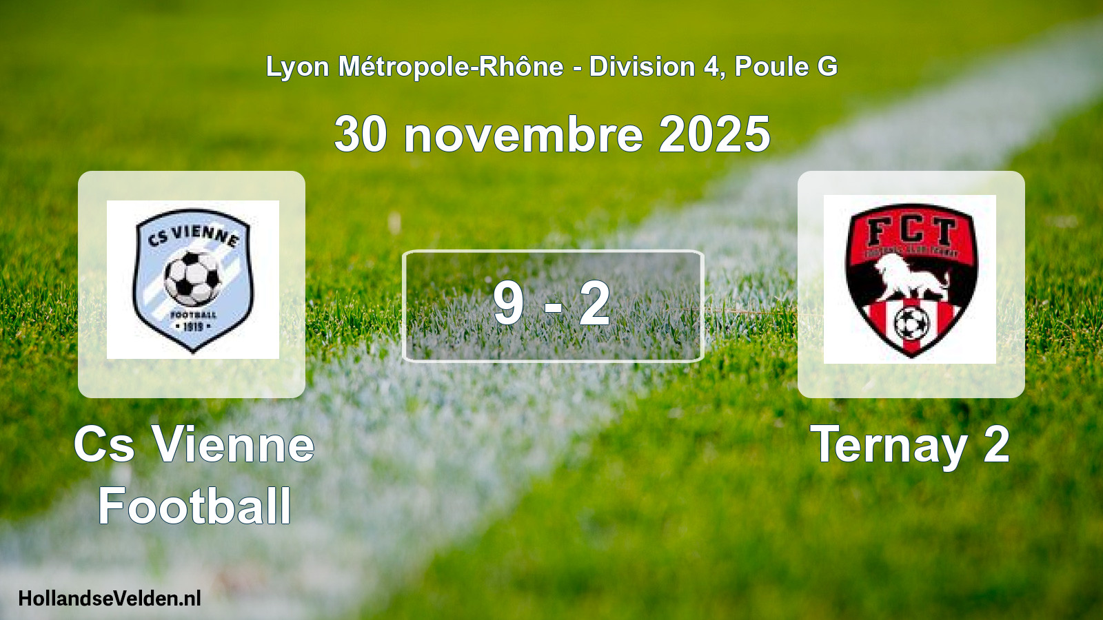 Gespeelde wedstrijd: Cs Vienne Football - Ternay 2 9 - 2 (30 november 2025)