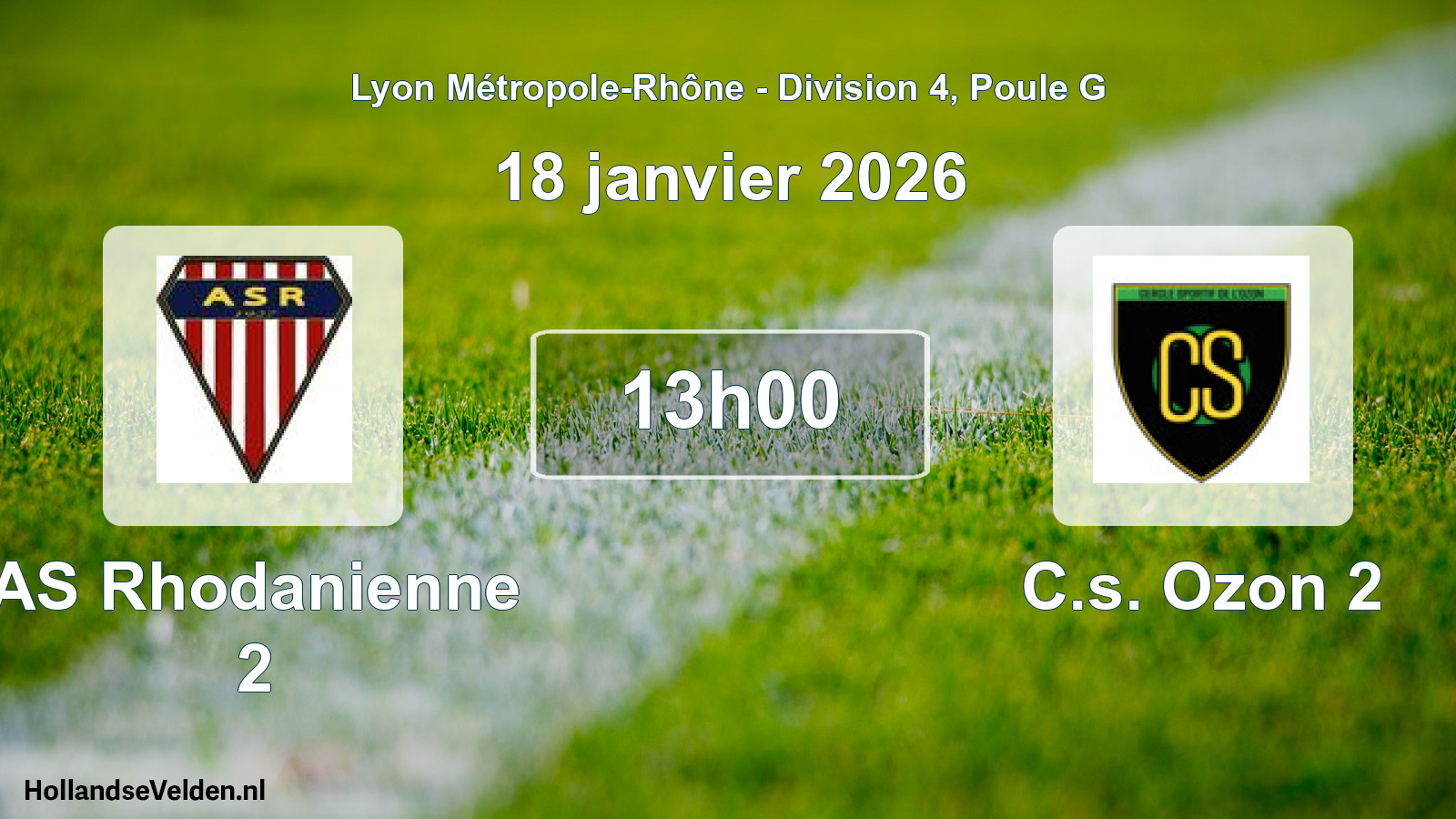 Geplande wedstrijd: AS Rhodanienne 2 - C.s. Ozon 2 (18 januari 2026)