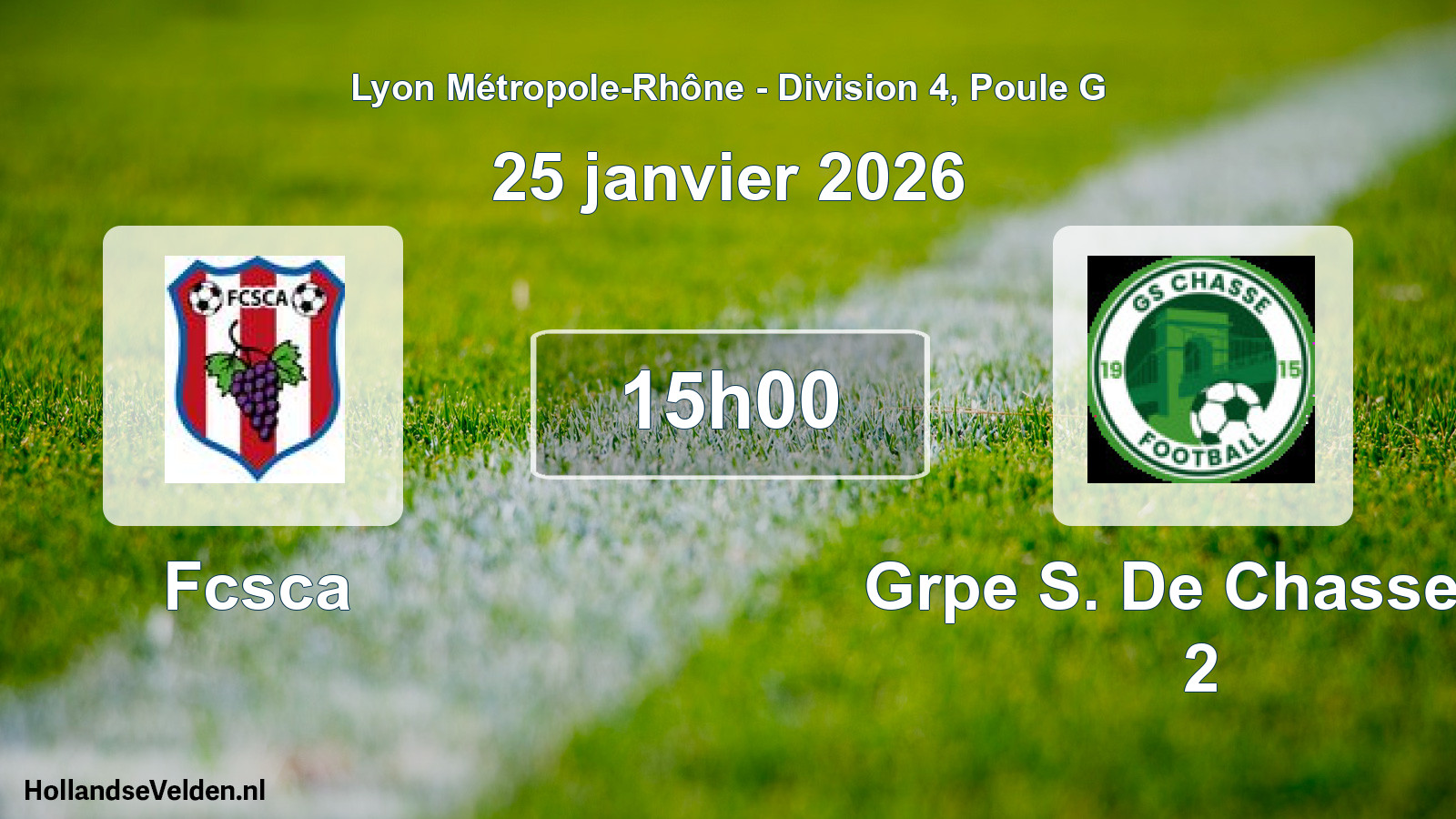 Geplande wedstrijd: Fcsca - Grpe S. De Chasse S/ 2 (25 januari 2026)