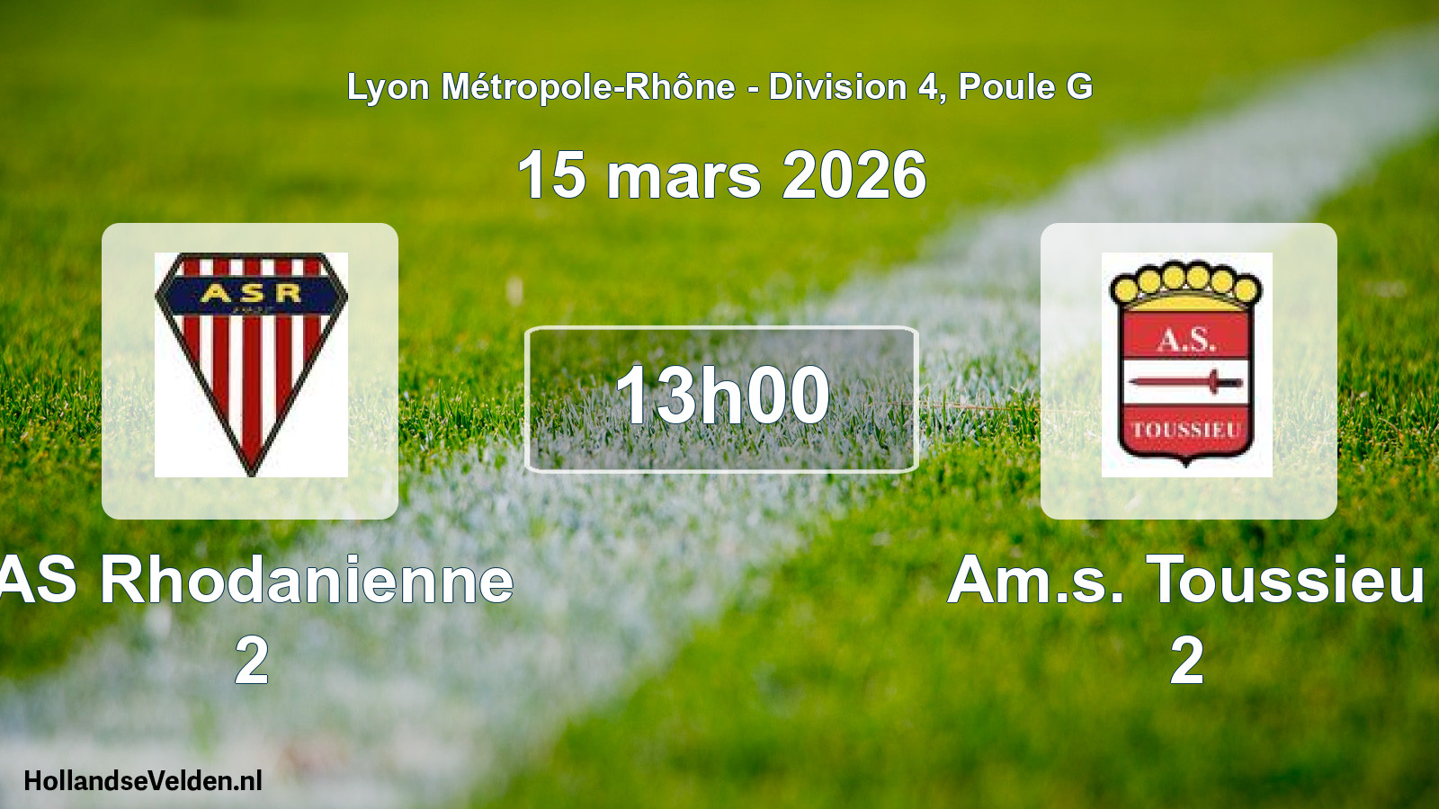 Geplande wedstrijd: AS Rhodanienne 2 - Am.s. Toussieu 2 (15 maart 2026)
