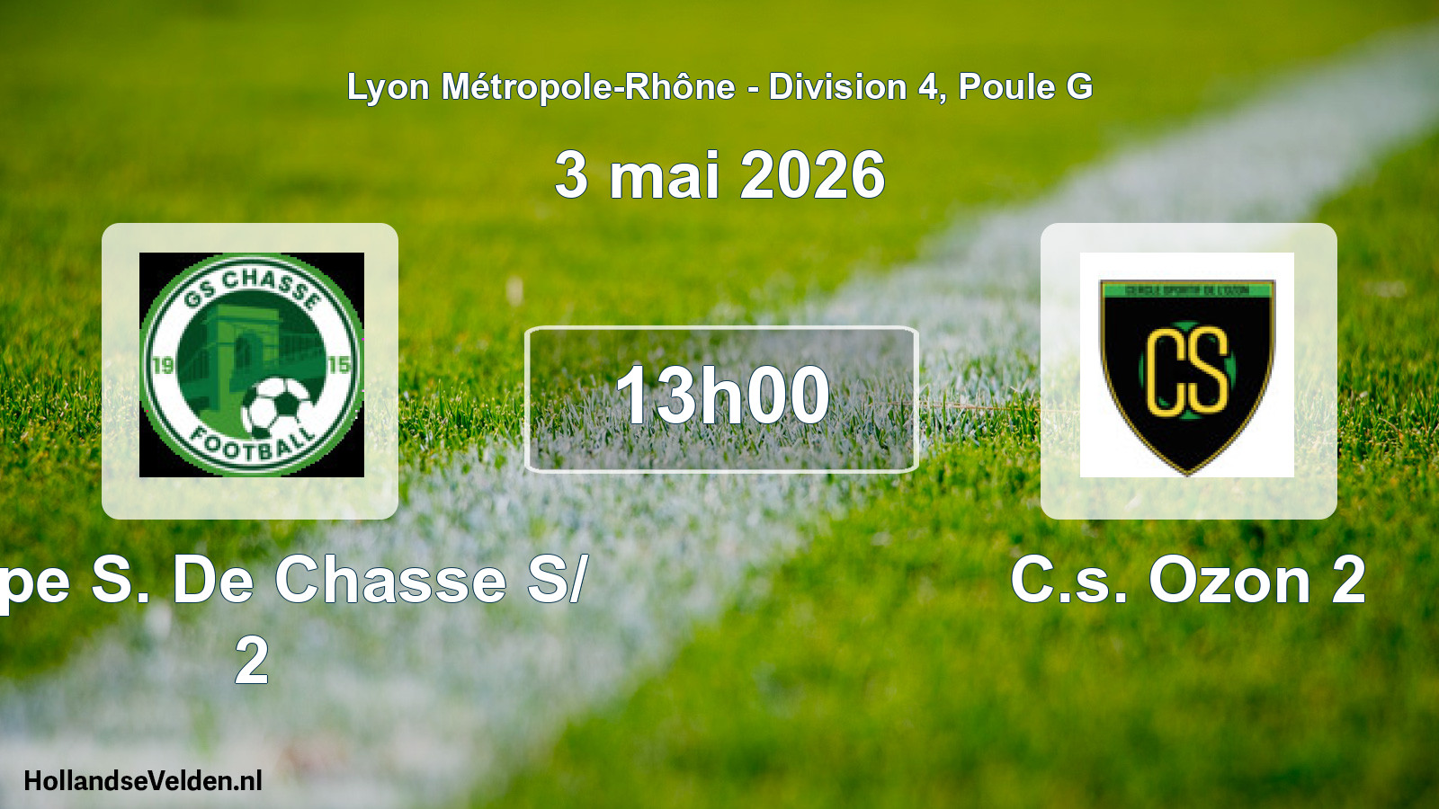 Geplande wedstrijd: Grpe S. De Chasse S/ 2 - C.s. Ozon 2 (3 mei 2026)