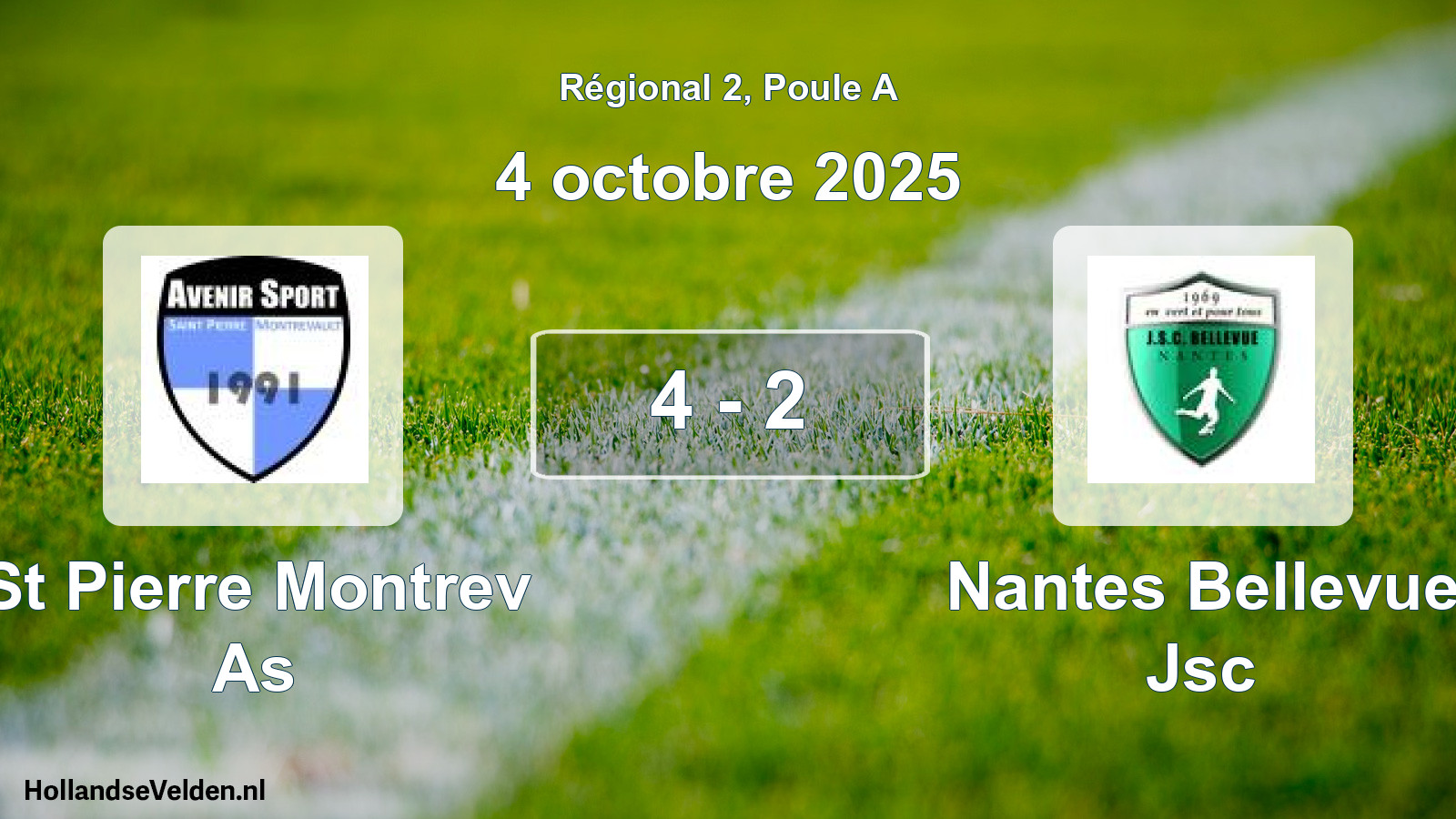 Gespeelde wedstrijd: St Pierre Montrev As - Nantes Bellevue Jsc 4 - 2 (4 octobre 2025)