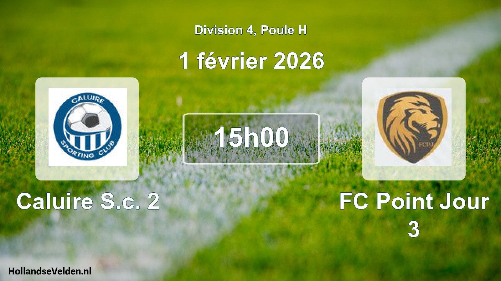 Match programmé: Caluire S.c. 2 - FC Point Jour 3 (1 février 2026)