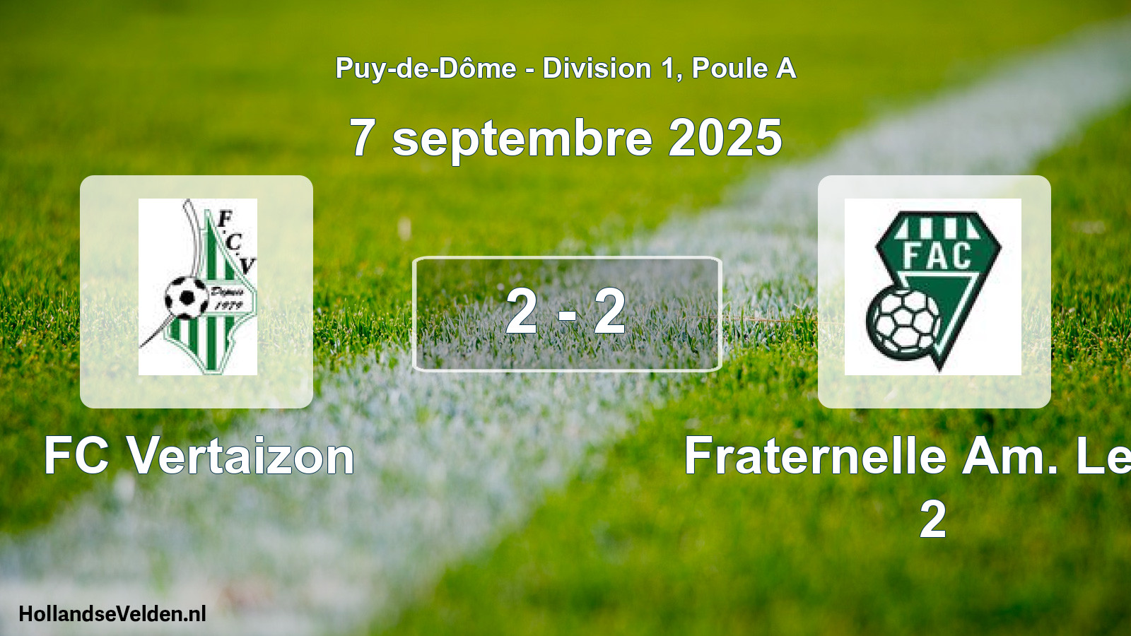 Gespeelde wedstrijd: FC Vertaizon - Fraternelle Am. Le C 2 2 - 2 (7 september 2025)