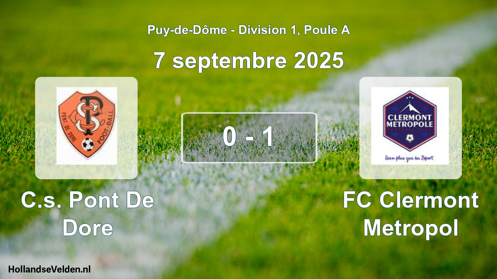 Gespeelde wedstrijd: C.s. Pont De Dore - FC Clermont Metropol 0 - 1 (7 september 2025)