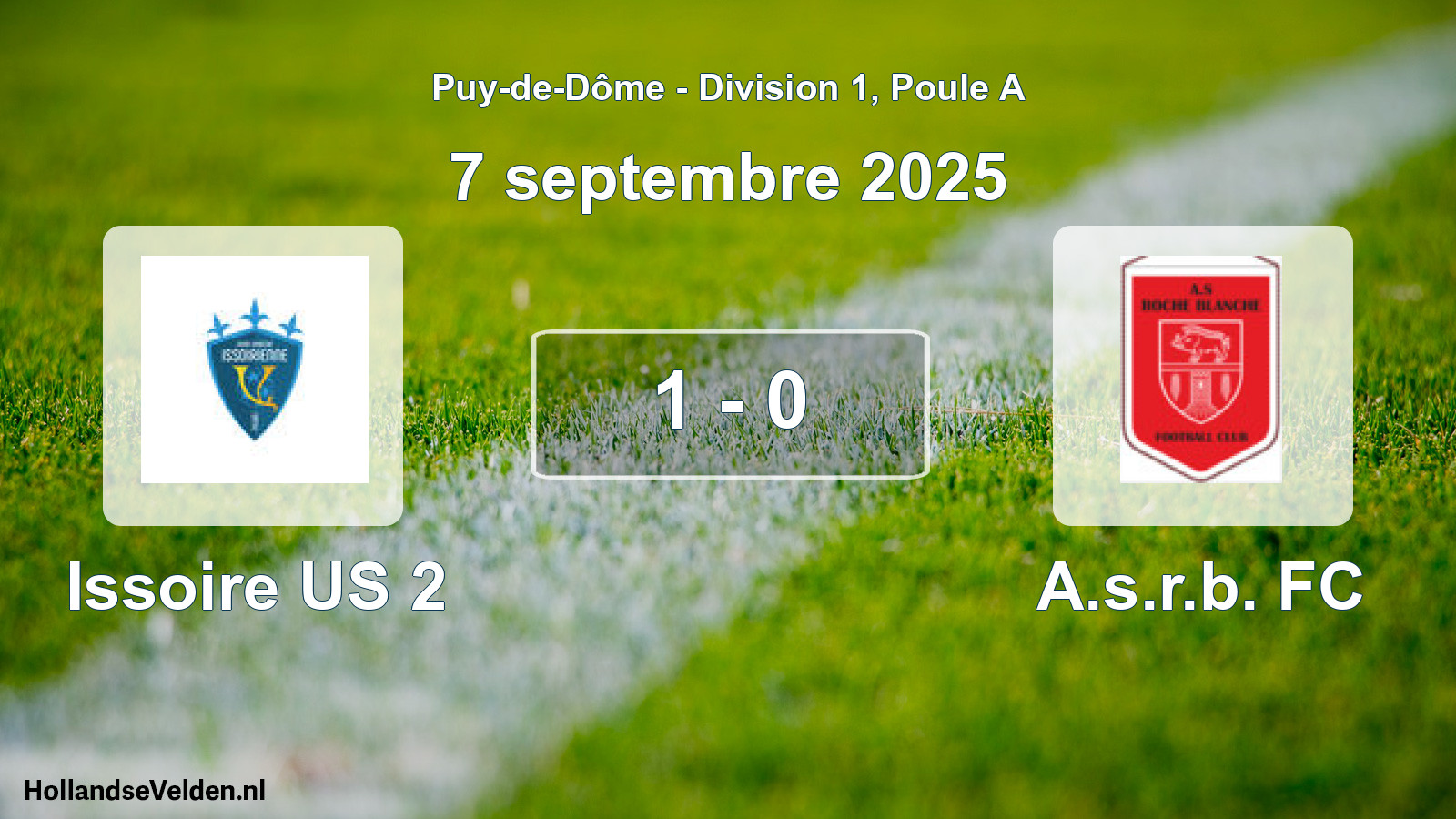 Gespeelde wedstrijd: Issoire US 2 - A.s.r.b. FC 1 - 0 (7 september 2025)