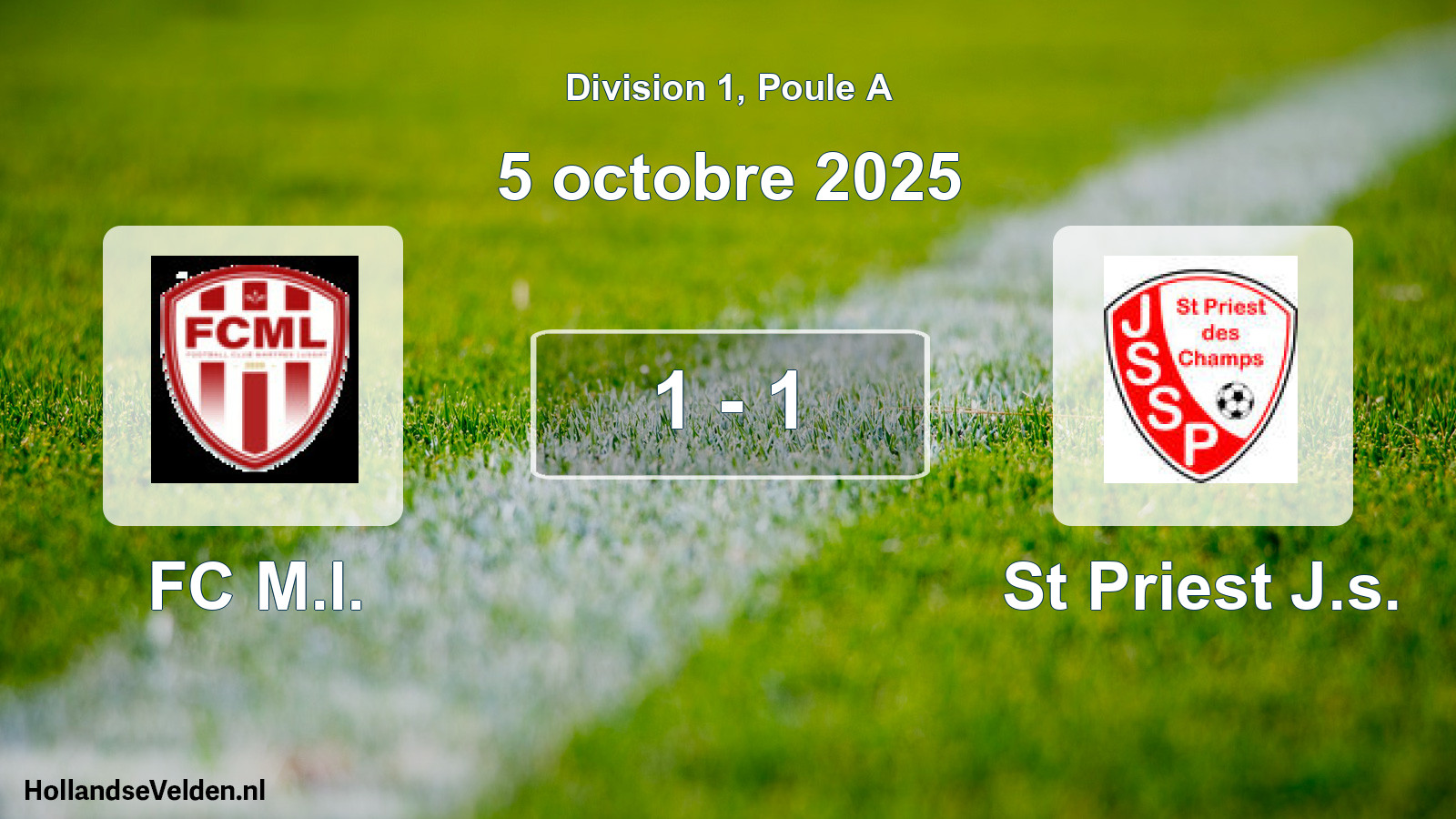 Match joué: FC M.l. - St Priest J.s. 1 - 1 (5 octobre 2025)