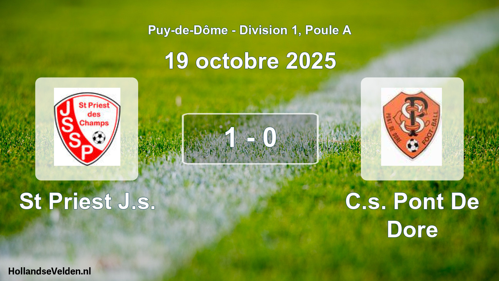 Gespeelde wedstrijd: St Priest J.s. - C.s. Pont De Dore 1 - 0 (19 oktober 2025)