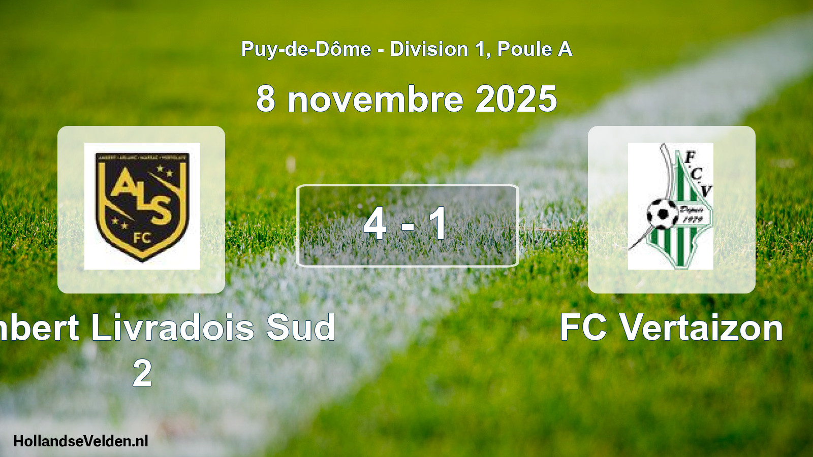 Gespeelde wedstrijd: Ambert Livradois Sud 2 - FC Vertaizon 4 - 1 (8 november 2025)