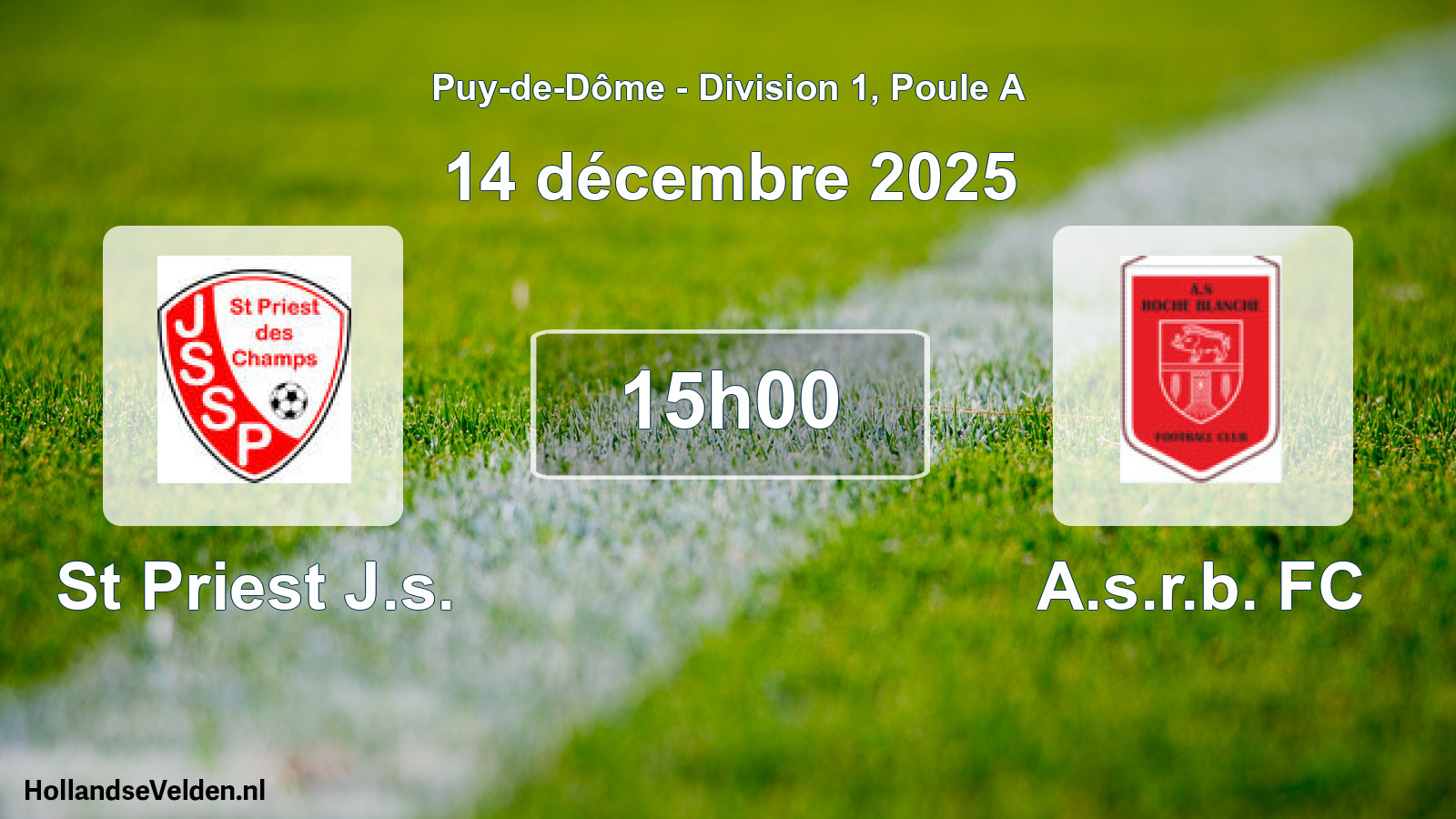 Match programmé: St Priest J.s. - A.s.r.b. FC (14 décembre 2025)