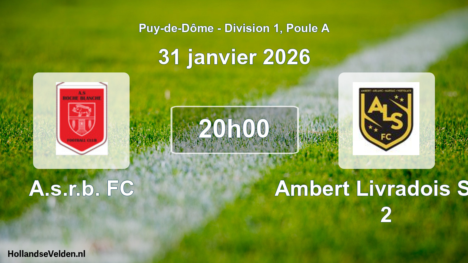 Geplande wedstrijd: A.s.r.b. FC - Ambert Livradois Sud 2 (31 januari 2026)