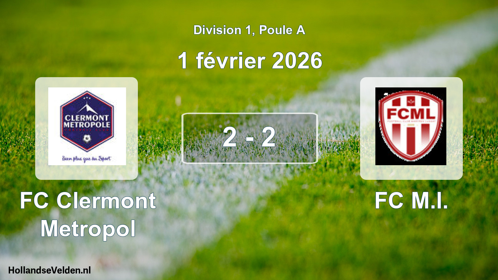 Total number of matches played: FC Clermont Metropol - FC M.l. 2 - 2 (1 February 2026)