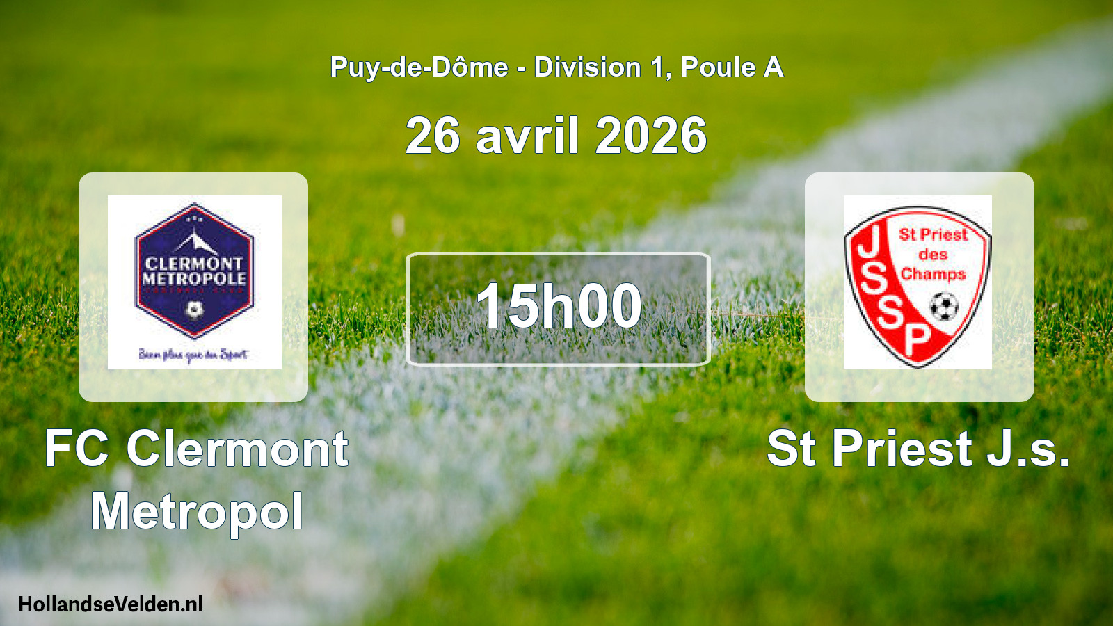 Geplande wedstrijd: FC Clermont Metropol - St Priest J.s. (26 april 2026)