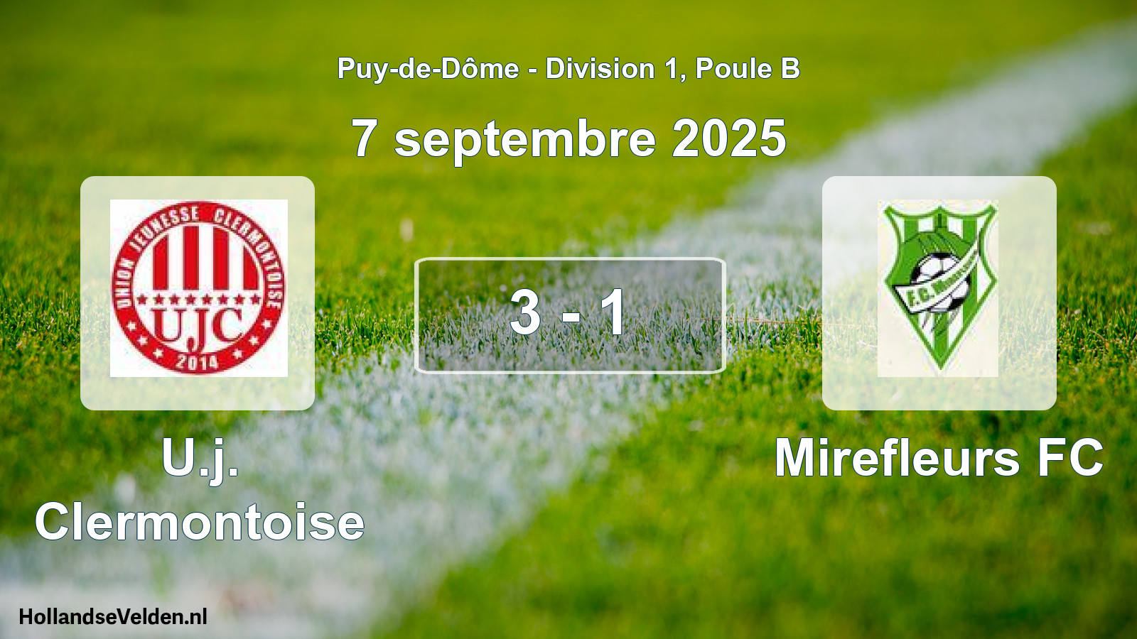 Gespeelde wedstrijd: U.j. Clermontoise - Mirefleurs FC 3 - 1 (7 september 2025)