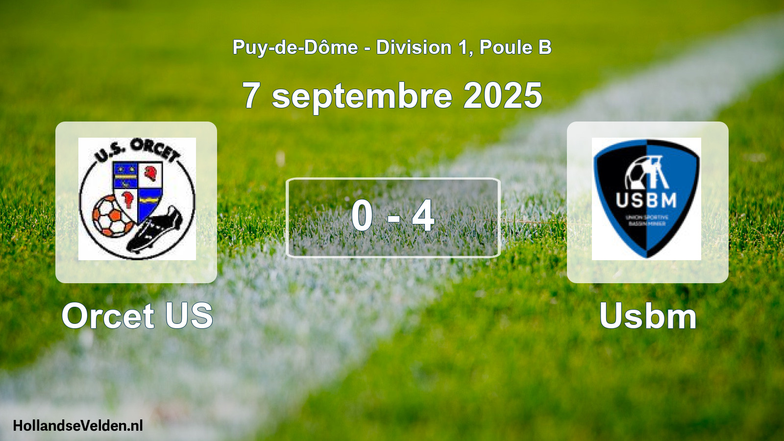 Gespeelde wedstrijd: Orcet US - Usbm 0 - 4 (7 september 2025)