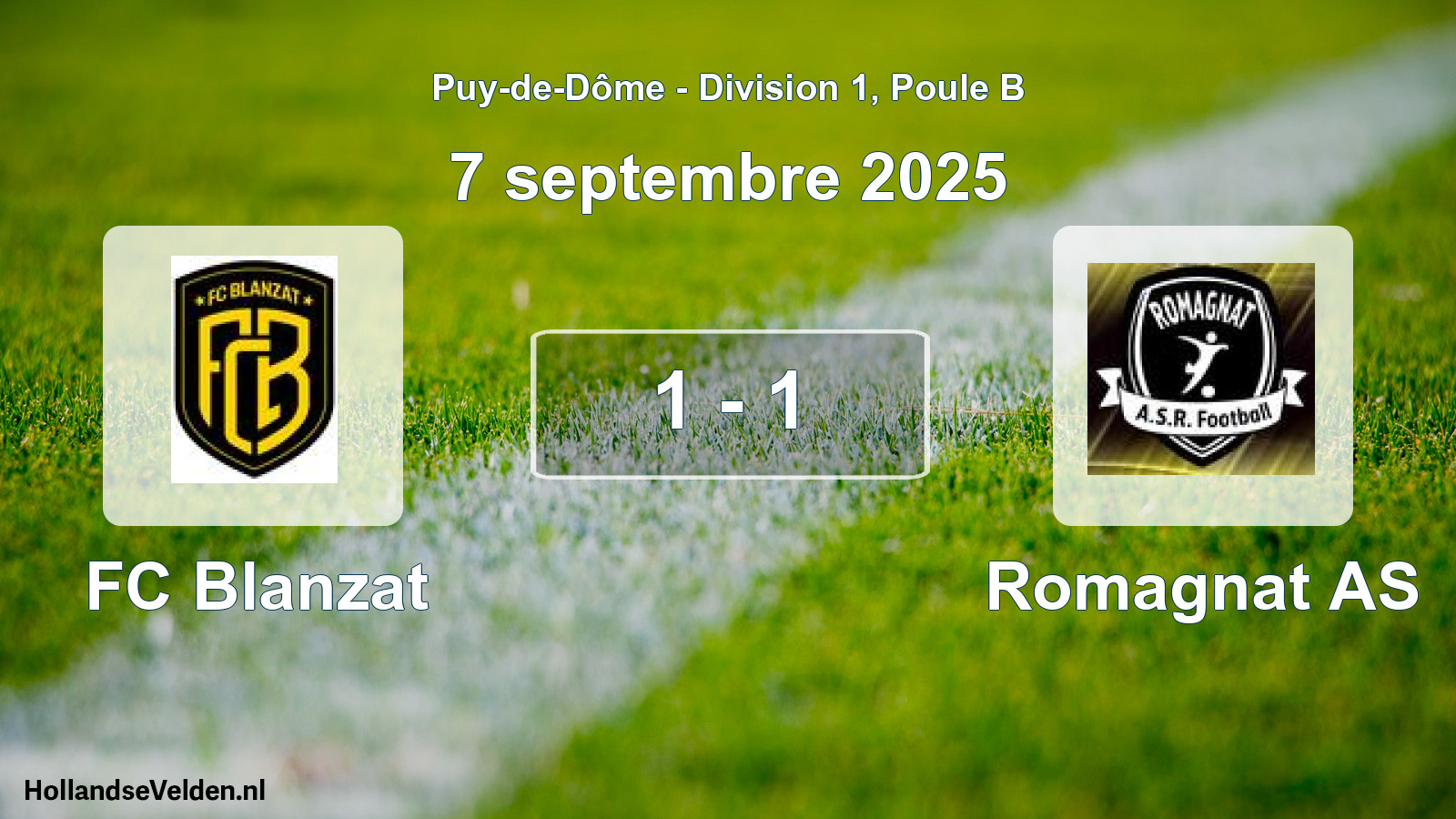 Match joué: FC Blanzat - Romagnat AS 1 - 1 (7 septembre 2025)