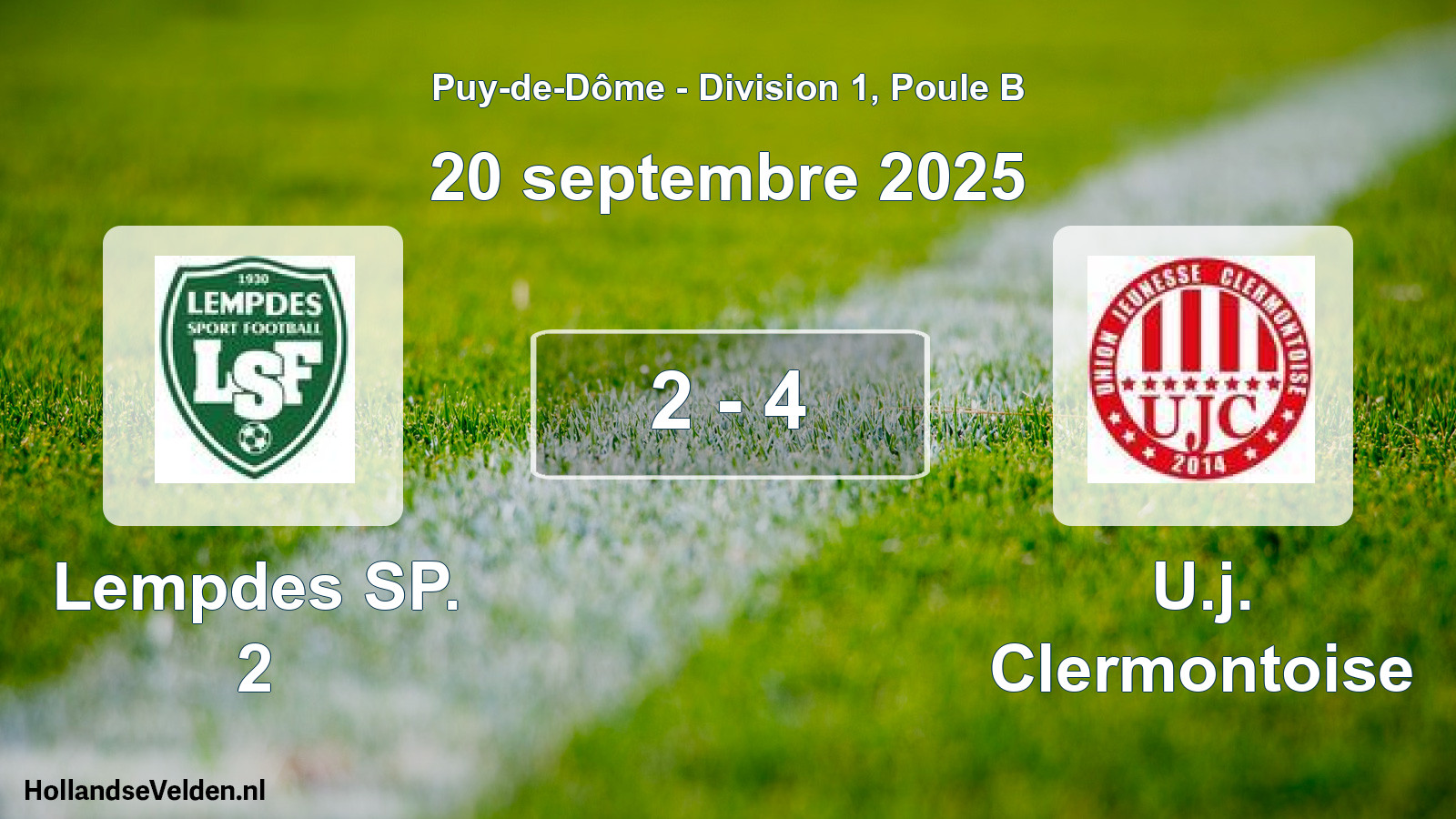 Gespeelde wedstrijd: Lempdes SP. 2 - U.j. Clermontoise 2 - 4 (20 september 2025)