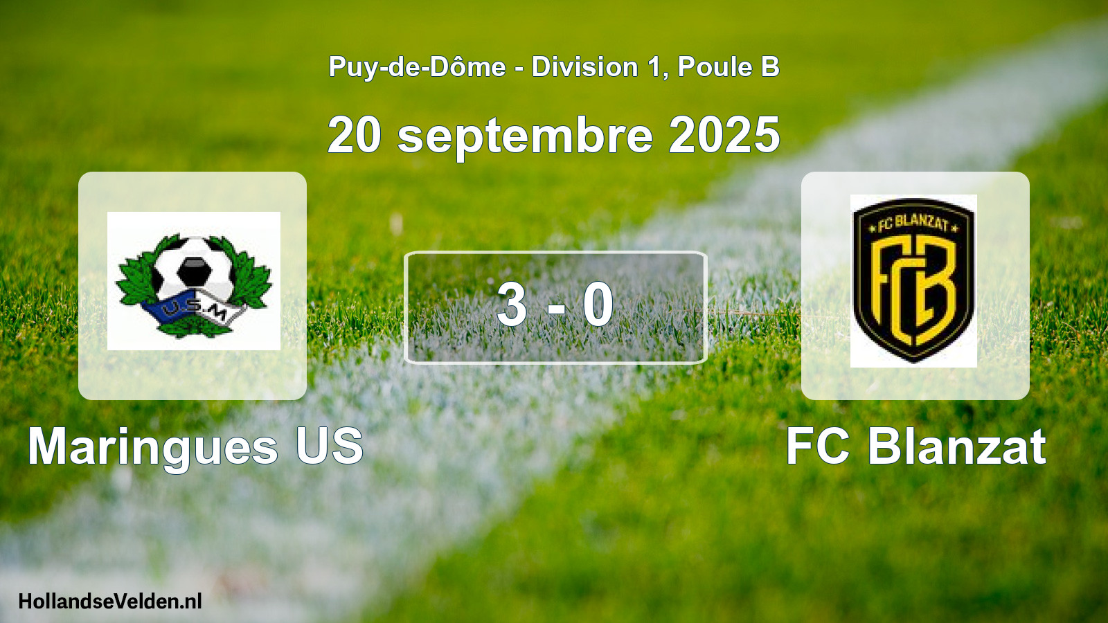 Match joué: Maringues US - FC Blanzat 3 - 0 (20 septembre 2025)