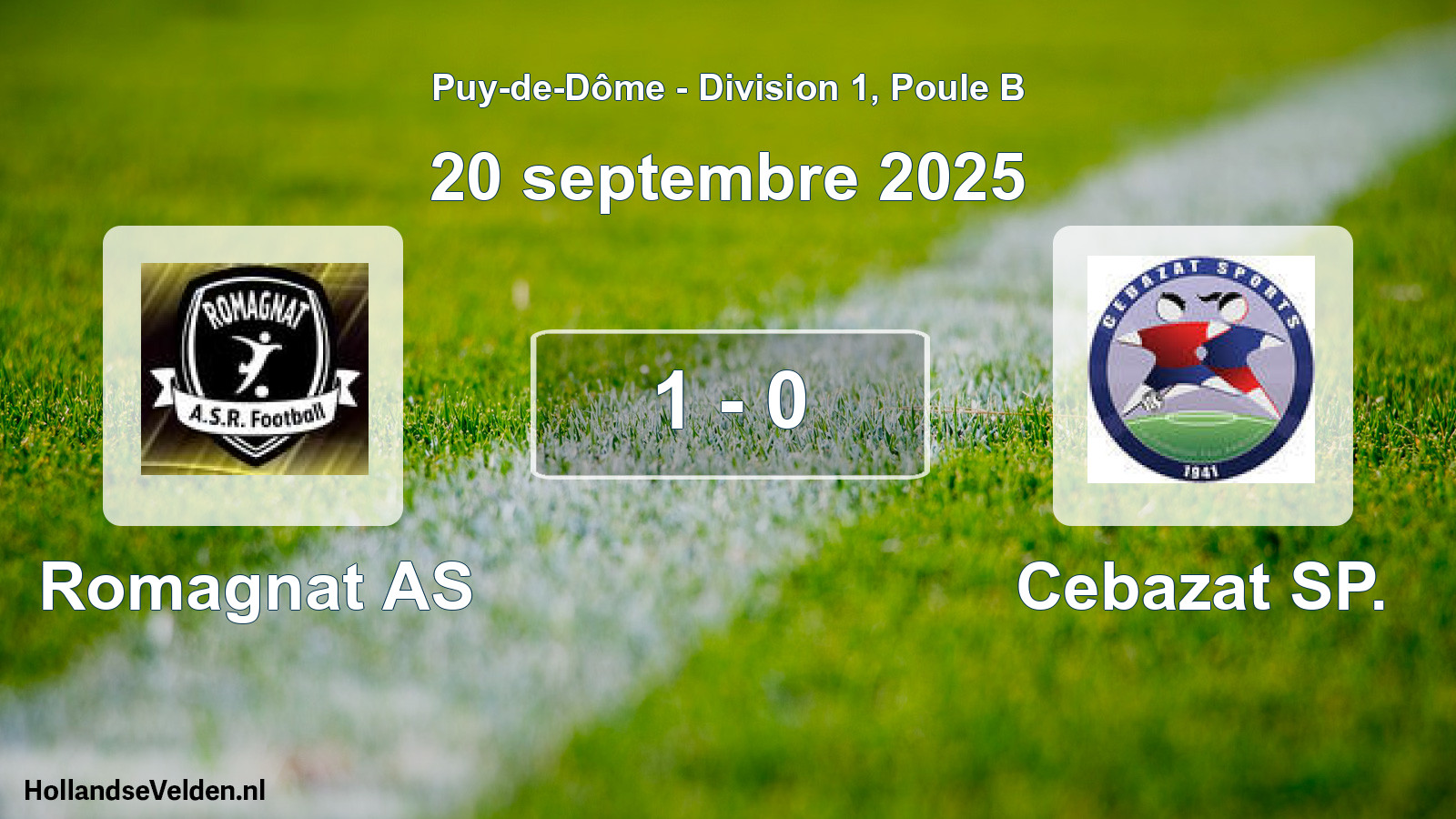 Match joué: Romagnat AS - Cebazat SP. 1 - 0 (20 septembre 2025)