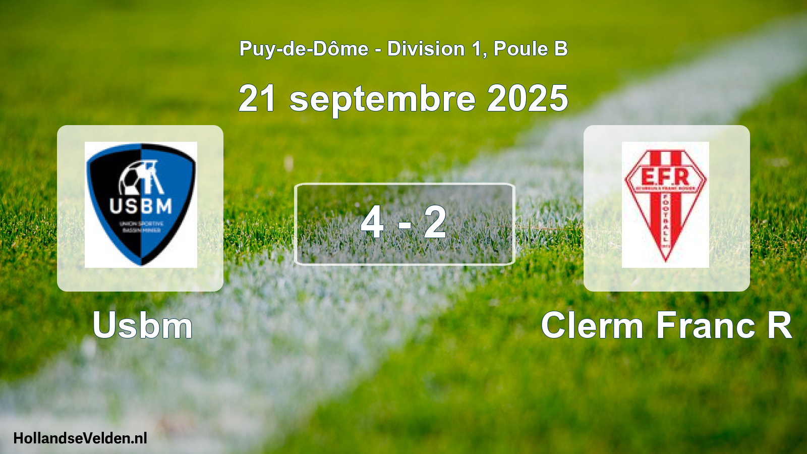 Gespeelde wedstrijd: Usbm - Clerm Franc R 4 - 2 (21 september 2025)