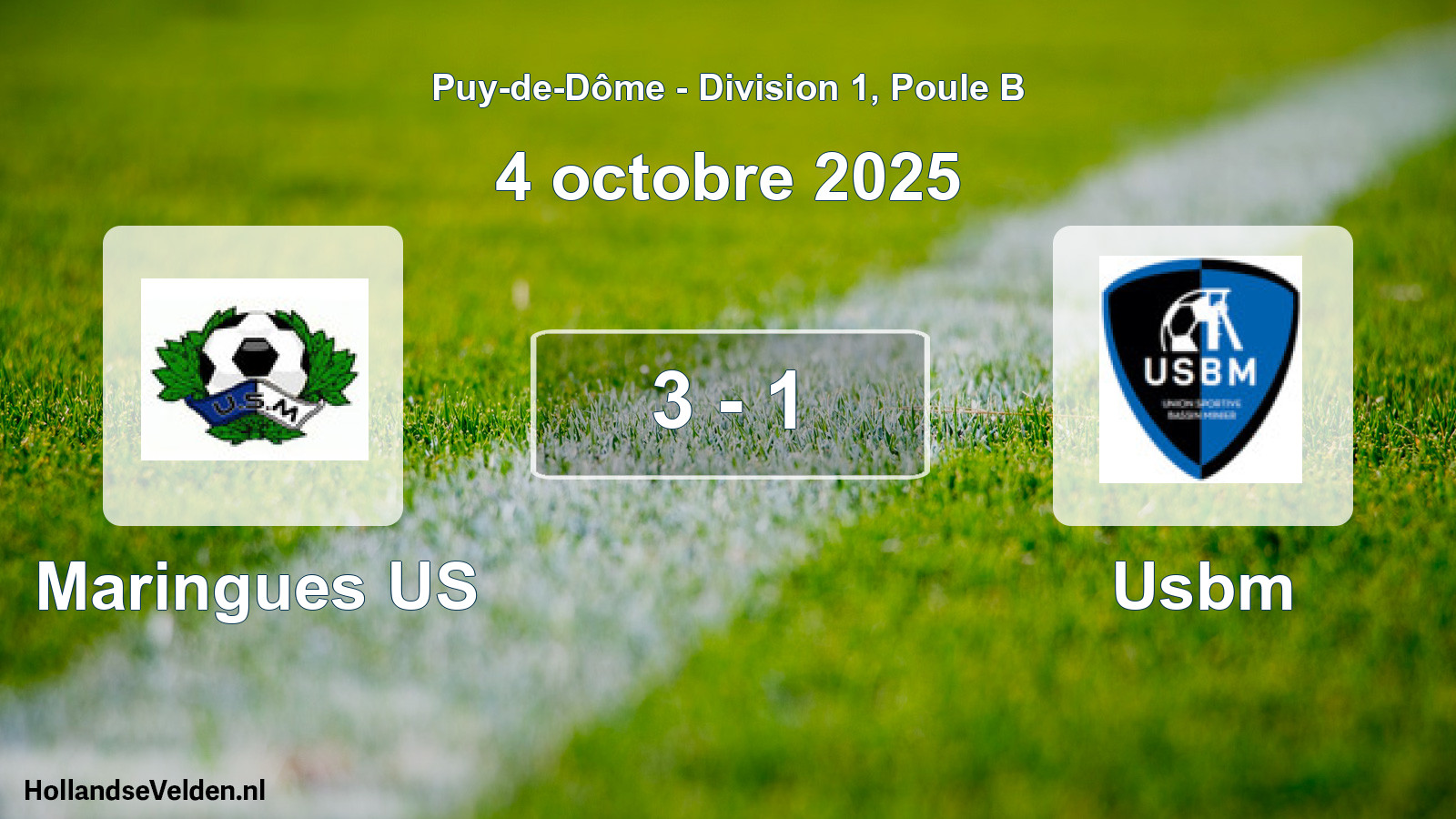 Gespeelde wedstrijd: Maringues US - Usbm 3 - 1 (4 oktober 2025)