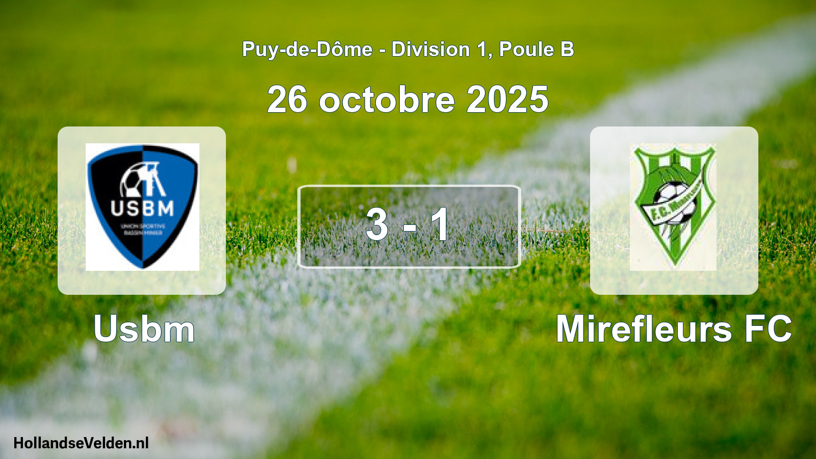 Match joué: Usbm - Mirefleurs FC 3 - 1 (26 octobre 2025)