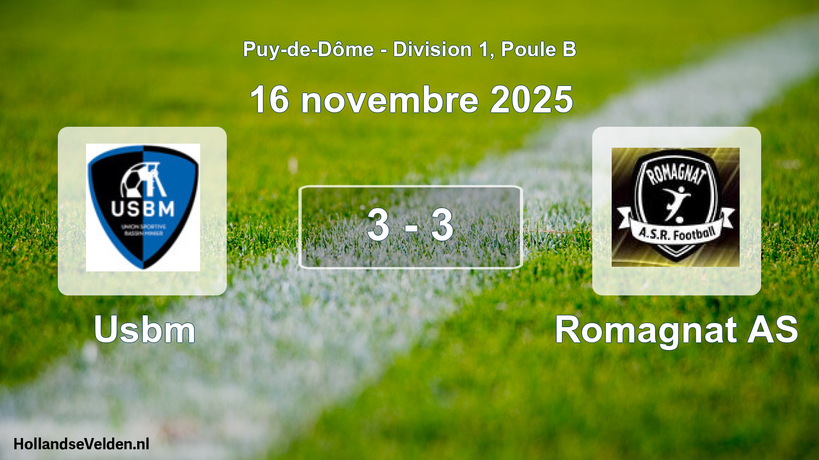 Match joué: Usbm - Romagnat AS 3 - 3 (16 novembre 2025)
