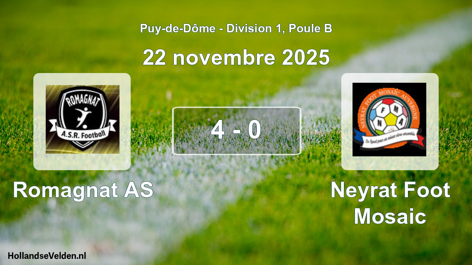 Match joué: Romagnat AS - Neyrat Foot Mosaic 4 - 0 (22 novembre 2025)