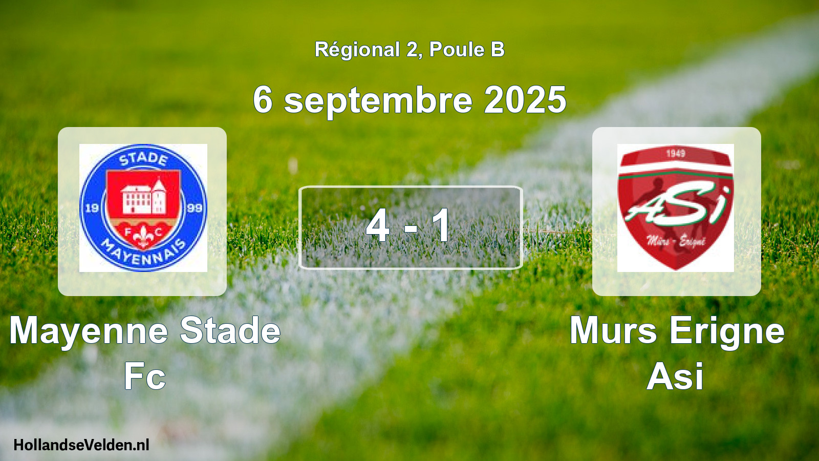 Total number of matches played: Mayenne Stade Fc - Murs Erigne Asi 4 - 1 (6 September 2025)
