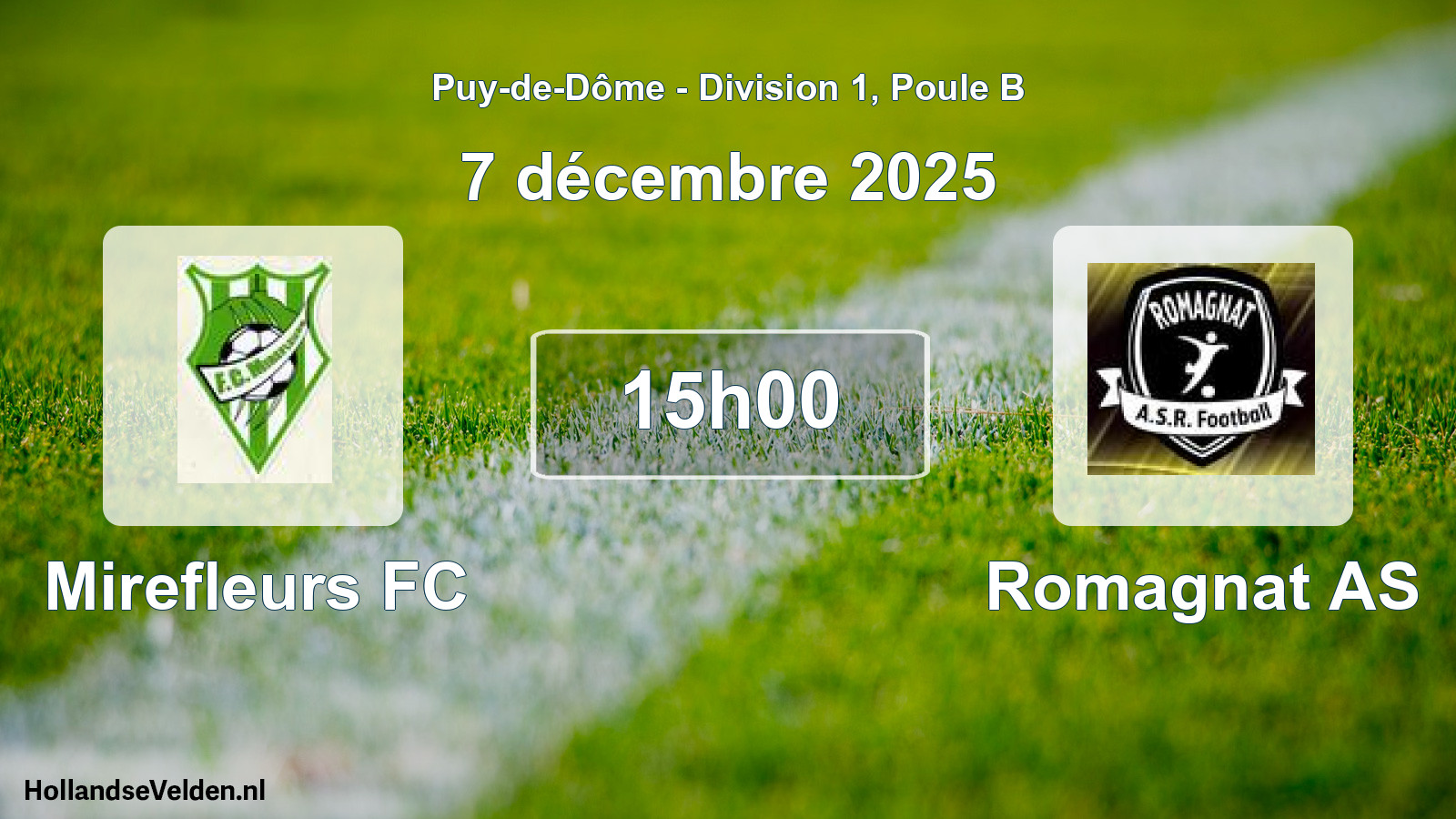 Match programmé: Mirefleurs FC - Romagnat AS (7 décembre 2025)