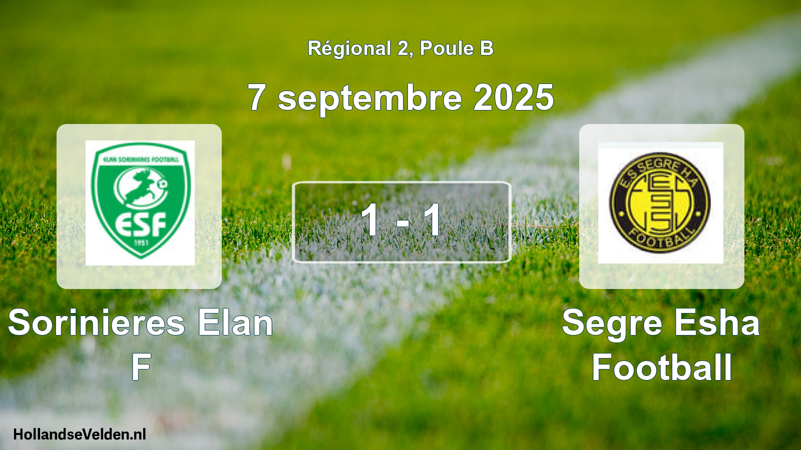 Gespeelde wedstrijd: Sorinieres Elan F - Segre Esha Football 1 - 1 (7 september 2025)