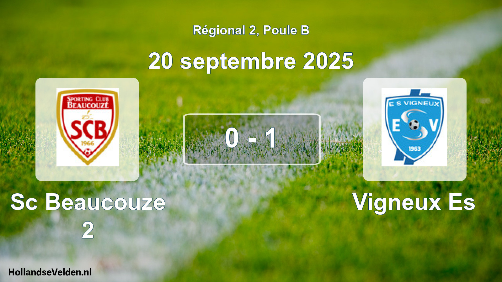 Total number of matches played: Sc Beaucouze 2 - Vigneux Es 0 - 1 (20 September 2025)