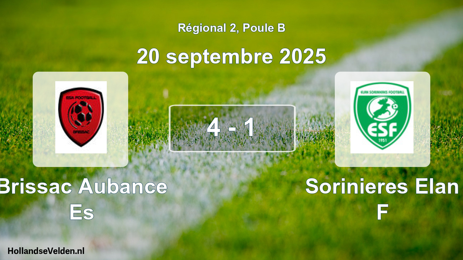 Total number of matches played: Brissac Aubance Es - Sorinieres Elan F 4 - 1 (20 September 2025)