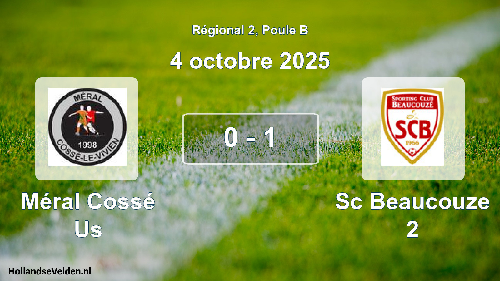 Gespeelde wedstrijd: Méral Cossé Us - Sc Beaucouze 2 0 - 1 (4 octobre 2025)