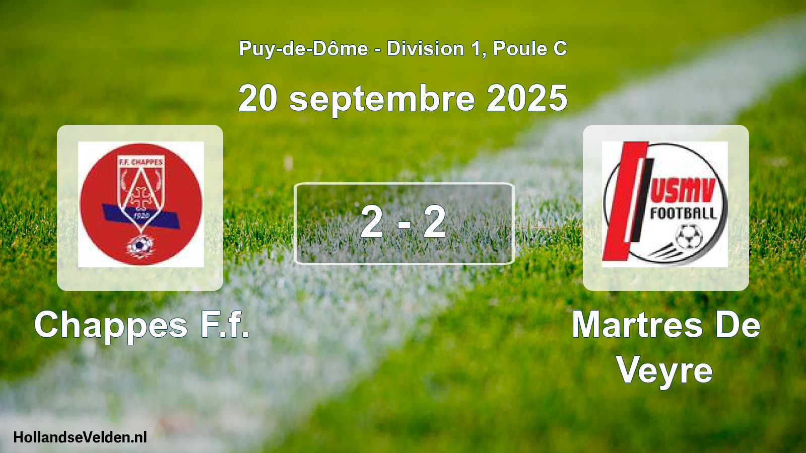 Gespeelde wedstrijd: Chappes F.f. - Martres De Veyre 2 - 2 (20 september 2025)