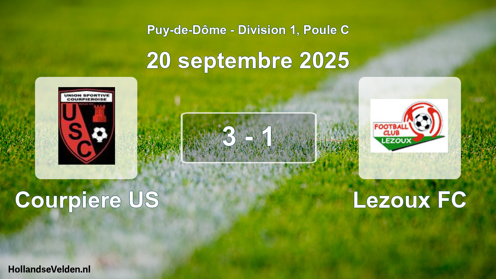 Match joué: Courpiere US - Lezoux FC 3 - 1 (20 septembre 2025)